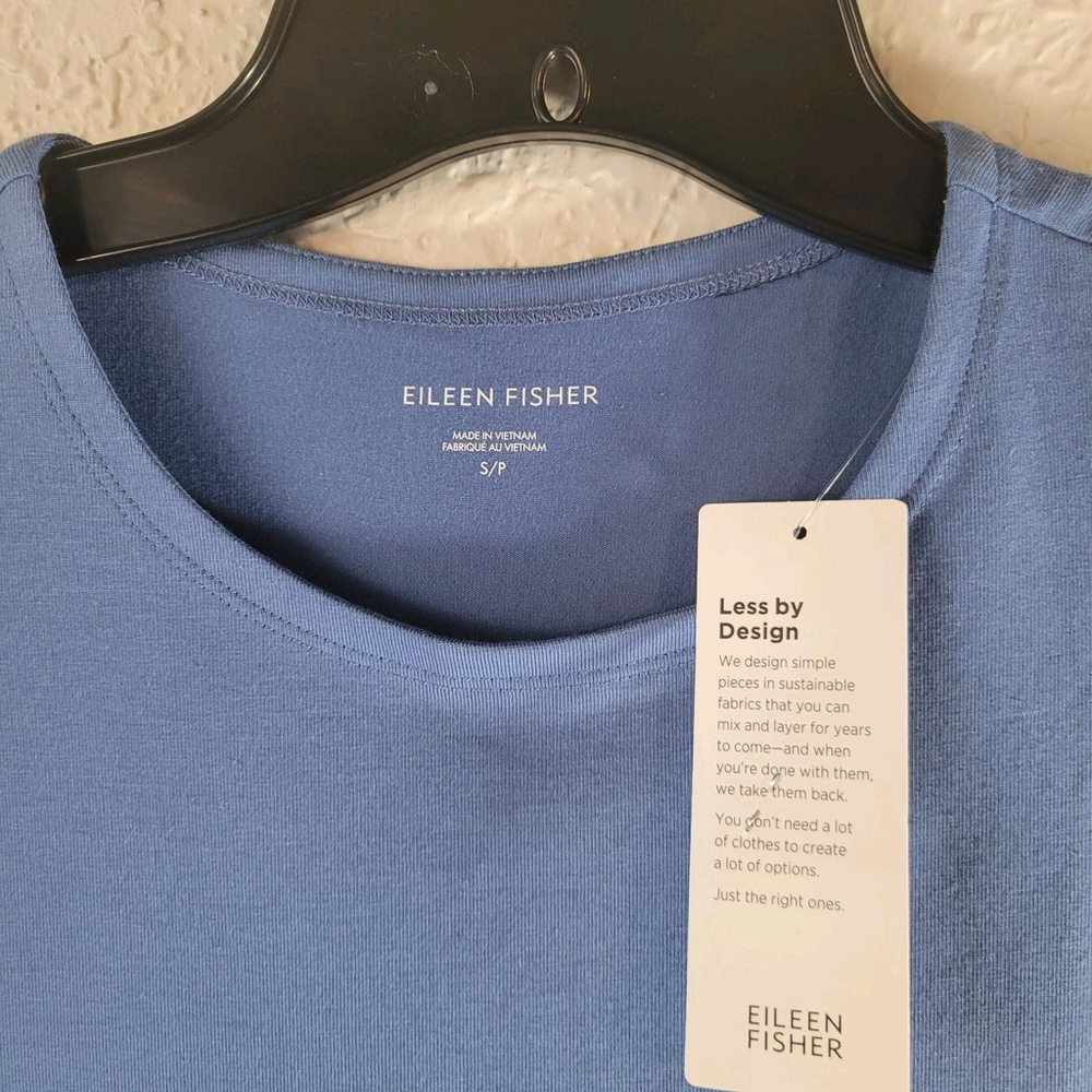 168$ Eileen Fisher Women's Organic Cotton Crew Neck Dress Blue Small Sleeveless. - Picture 5 of 13